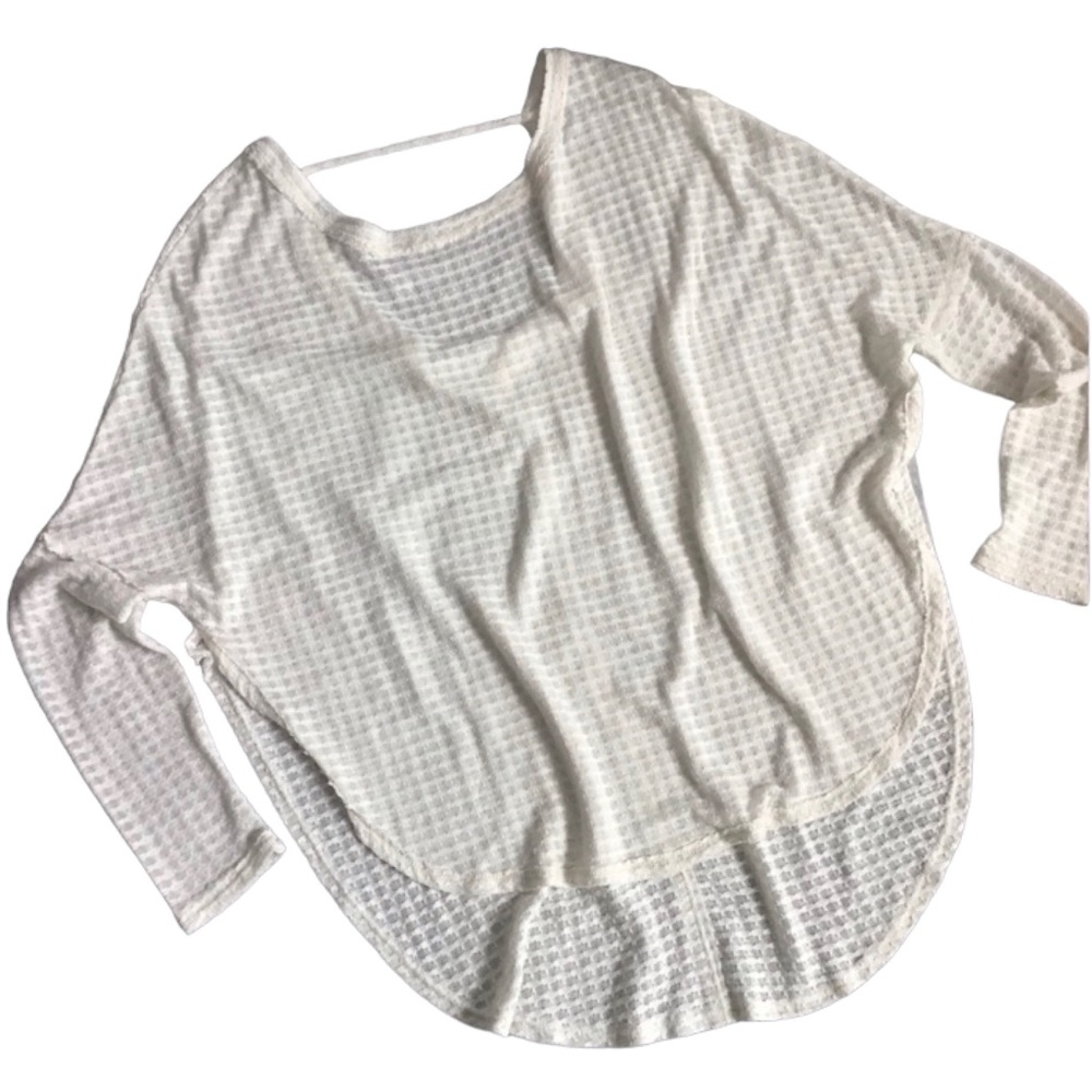 SAGE - Oversized High-Low Waffle Tunic - Cream - S